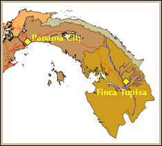 Location of the Farm to Panama City - Ubicacíon de La Finca a la Ciudad de Panama